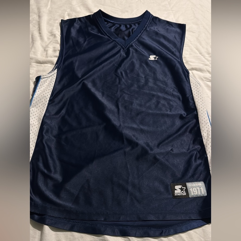 Vintage Starter brand Navy Blue Basketball Jersey
